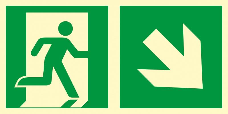 Znak TDC, Kierunek do wyjcia ewakuacyjnego - w d w prawo 